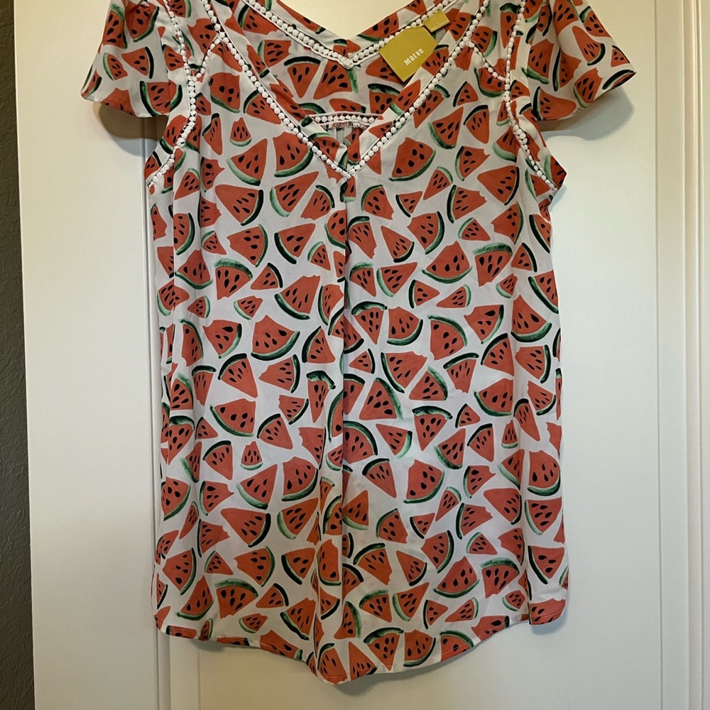 Anthropologie Maeve watermelon shirt